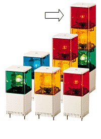 パトライト(PATLITE)　小型積層回転灯 KJS-301 3段赤黄緑 DC12V 82角 防滴(DC24Vお選びいただけます。） 送料無料