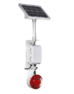 人感センサー付きLED回転灯｜ソーラー電源式│ブザー・音声付き│VK10M型 ニコUFO myubo│日恵製作所