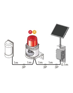 人感センサー付きLED回転灯｜ソーラー電源式│音声付き（大音量）│センサ/本体/ソーラー電源分離型│KM12V型│日恵製作所
