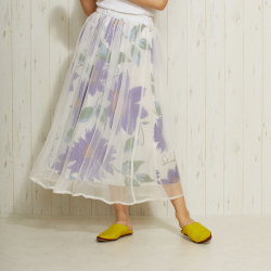 クレマチス シフォン 花柄 スカート　19RSK16