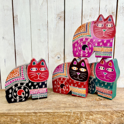 革 貯金箱 革小物 エスニック 雑貨 ねこ　ネコ　猫　224Z00004