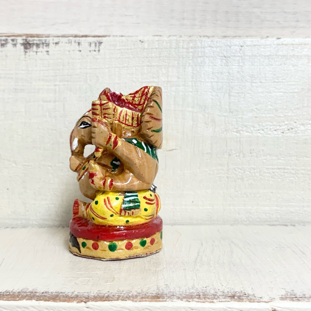 【希少・美品】ガネーシャ 象 神様 ヒンドゥー教 壁掛け・置物 木製手彫り 彫刻 木彫 ガネーシャ 置物 手彫り インド 神様 エスニック 雑貨 学問
