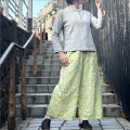 アネモネブロックワイドパンツ　ボトムス　ボトム　ズボン　花柄　ブロックプリント　綿　4PT012