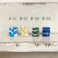 陶器ビーズ　ブルーポタリー　葉柄　波柄　黄色　水色　緑　四角　四角柱　ジャイプール　インド　アクセサリー　ビーズ　B-01　B-02　B-03　B-04