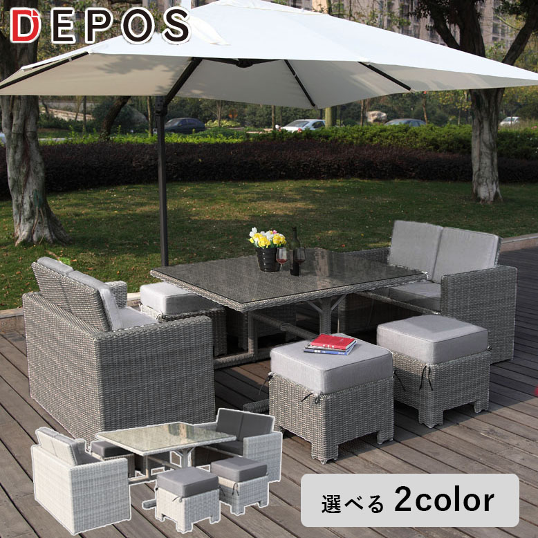 DEPOS マルタダイニングテーブル7点セット ホワイト グレー  （DEPOS Malta dining table 7set）【大型宅配便Y】