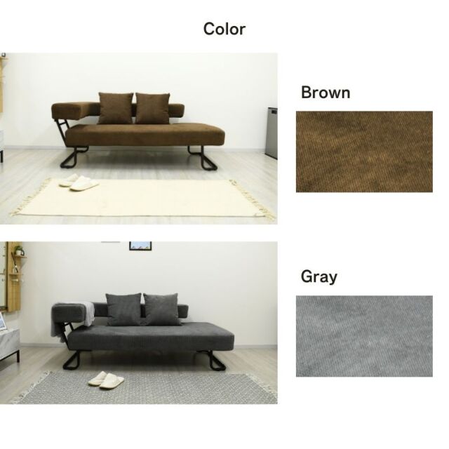 プラティカル ソファーベッド グレー ブラウン【大型宅配便Y】 DEPOS