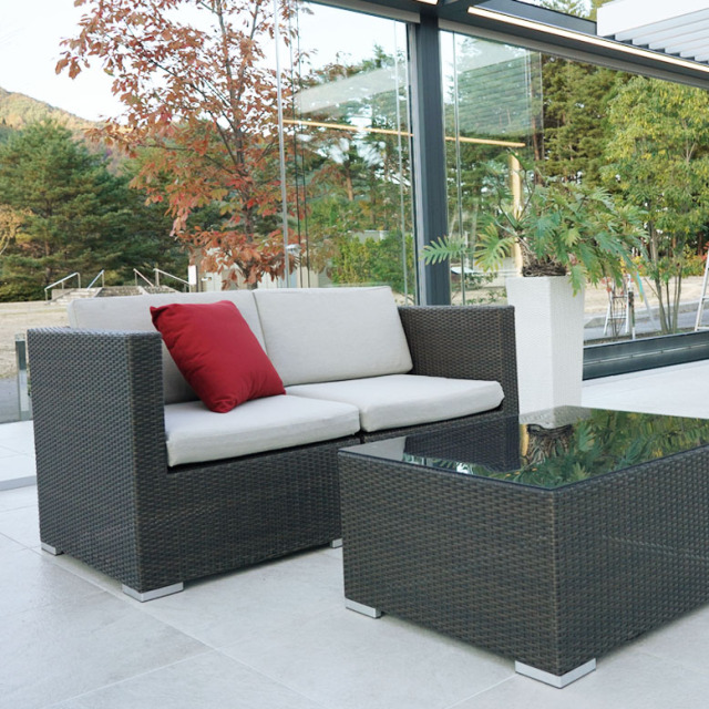 先行予約7月下旬入荷予定 DEPOS ハノイ ラタン ダブルソファテーブルセット  （DEPOS Hanoi latan Double sofa Table Set）【大型宅配便】