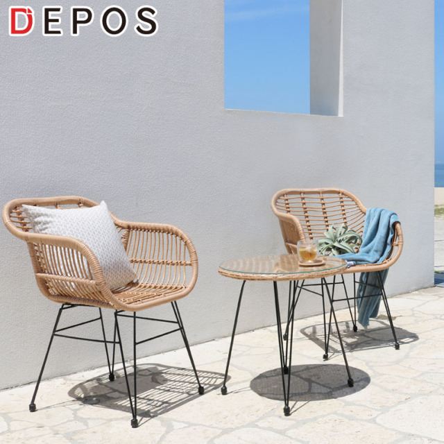 DEPOS ラタンバルコニー3点セット （DEPOS Rattan balcony 3set）