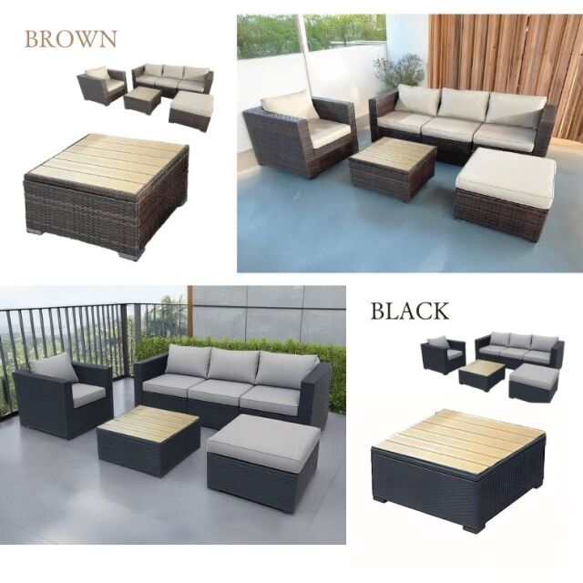 ニューラタン L字ソファ ラウンジ4点セット （DEPOS New Rattan
