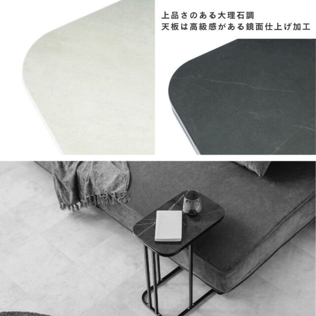 【再々値下】★大理石天板サイドテーブル★ サイドテーブル 円型 天然大理石天板 直径50cm （ ナイト