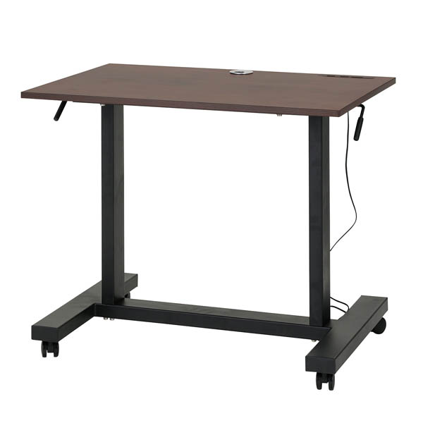 ガス圧 昇降デスク コンパクト コンセント・USBポート付き 90×60