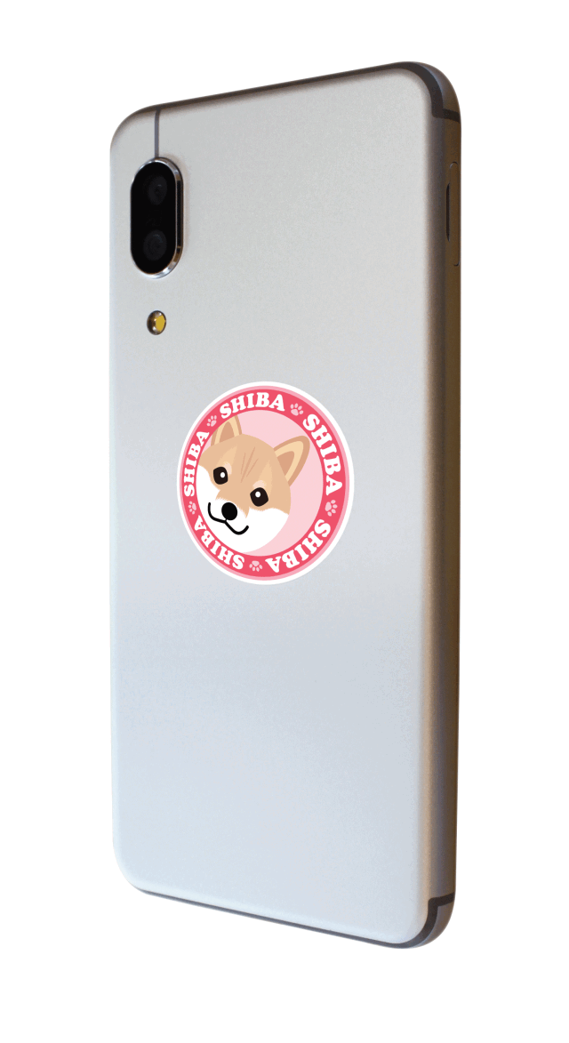 ステッカー赤柴ピンク４