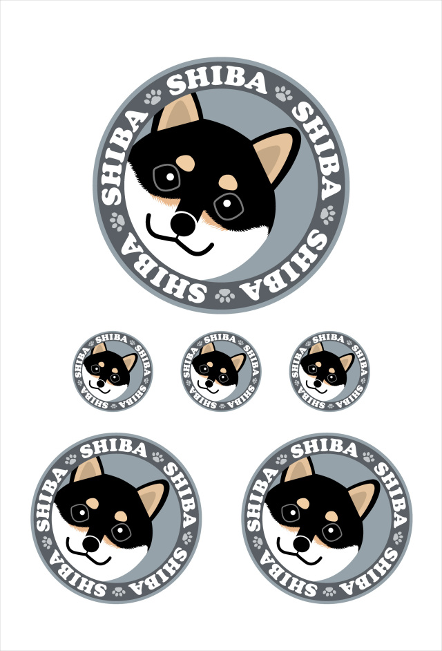 ステッカー黒柴グレー１