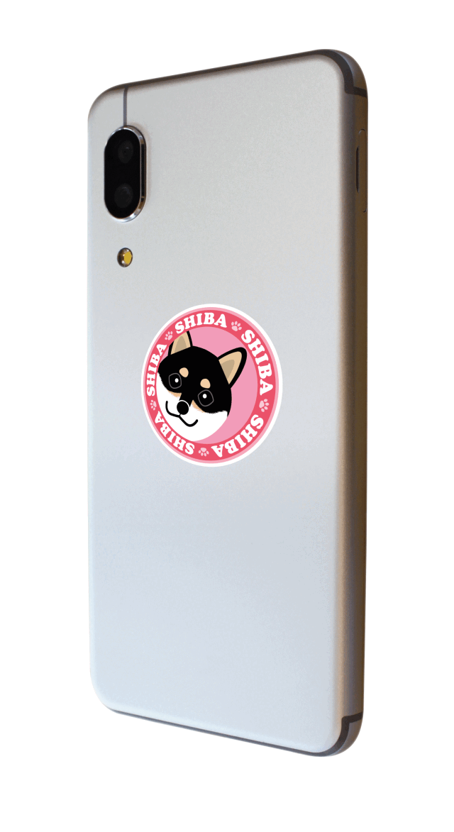 ステッカー黒柴ピンク４