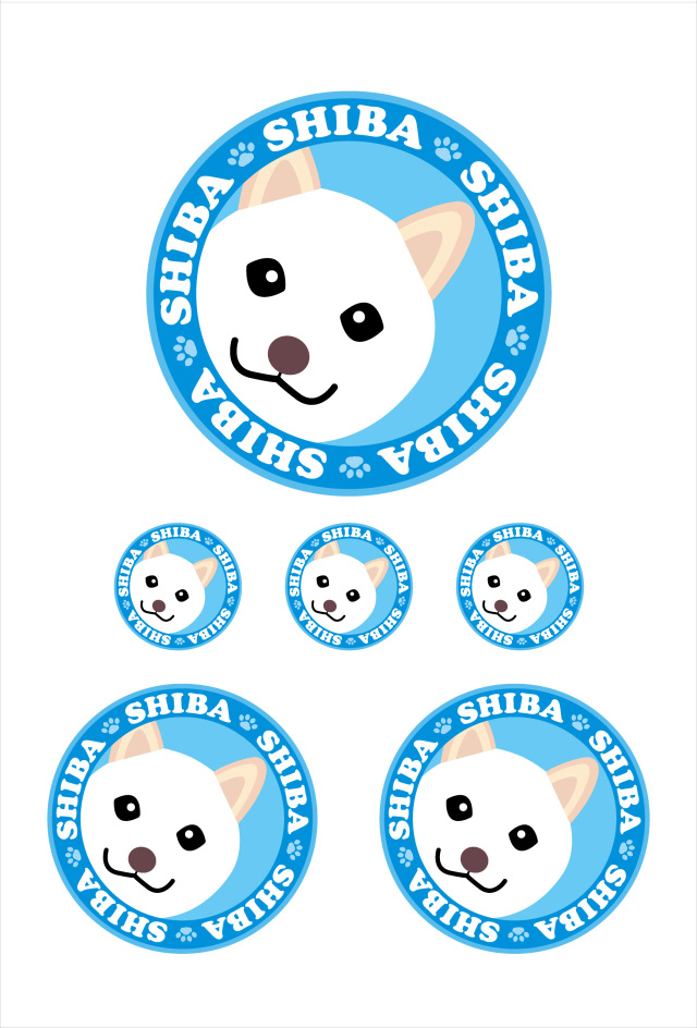 ステッカー白柴ブルー１