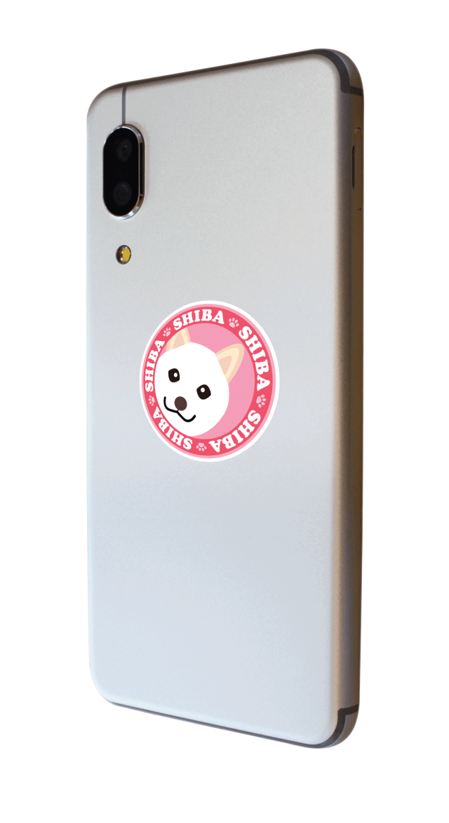 ステッカー白柴ピンク４