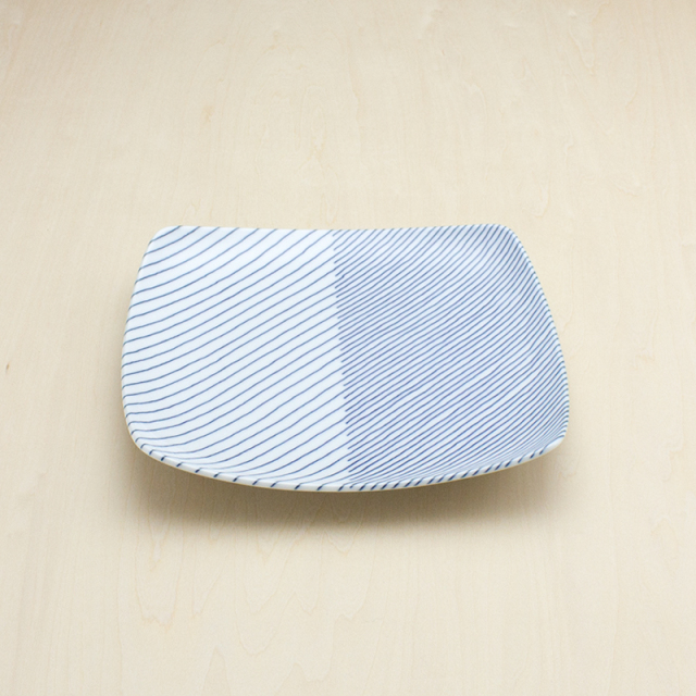 重ね縞　反角多用皿