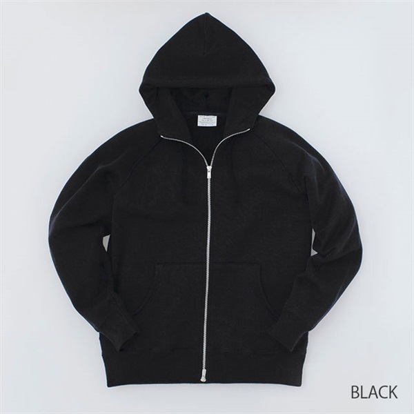 JAXAの技術を応用 スウェットジップアップフーディ 日本製 THE Sweat Zip up Hoodie/black