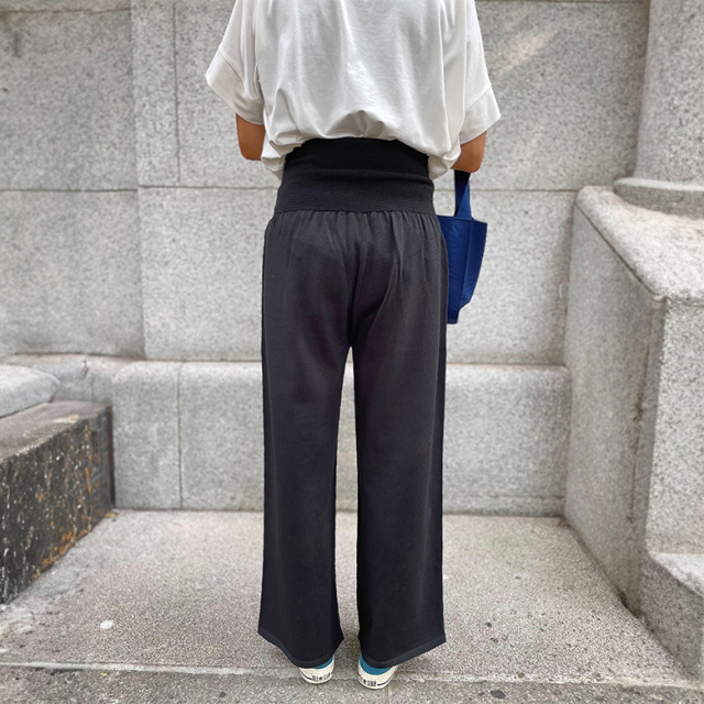 juemi ニットパンツ　ブラック Wide Belt Glitter Knit Pants – JUEMI