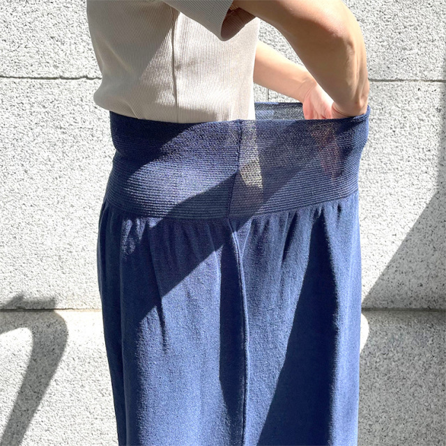 のびるニットスカート ロング 麻 春夏 五泉ニット マタニティに