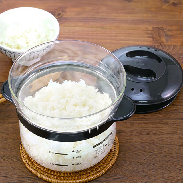 レンジで簡単 ご飯鍋 1～2合 ガラス製 HARIO XRCN-2-B ハリオ 食洗機対応 一人暮らし 新生活