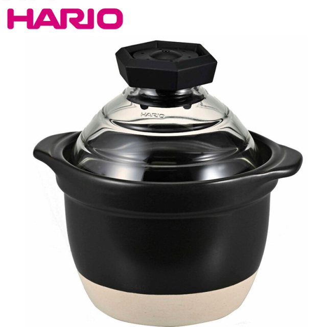 HARIO ご飯釜 陶器 ガラス蓋 萬古焼 日本製 ハリオ