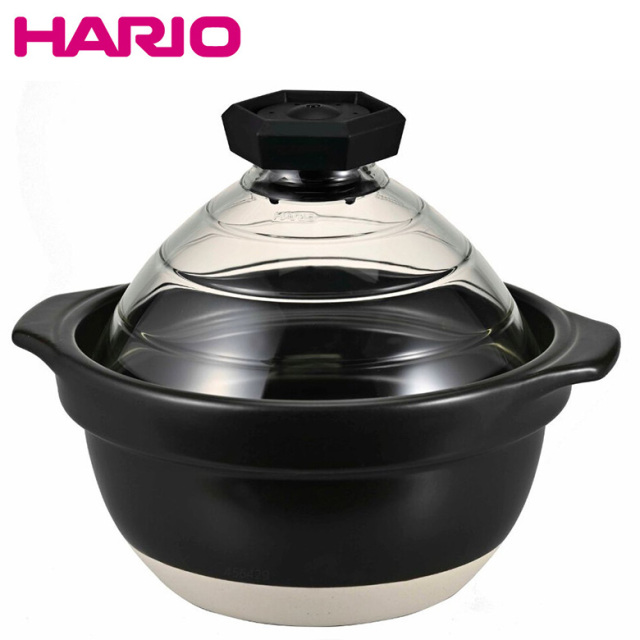 HARIO ご飯釜 陶器 ガラス蓋 萬古焼 日本製 ハリオ