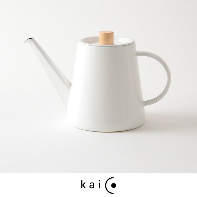 kaico カイコ ドリップケトル 1.3L IH対応 ホーロー 琺瑯 白 ホワイト