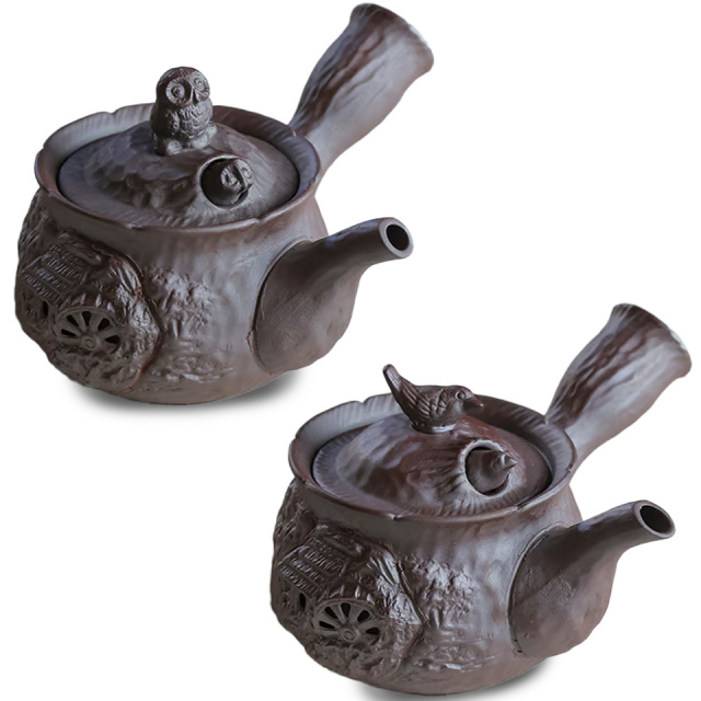かもしか道具店 とびだし急須 小鳥 フクロウ 可愛い 萬古焼 陶器