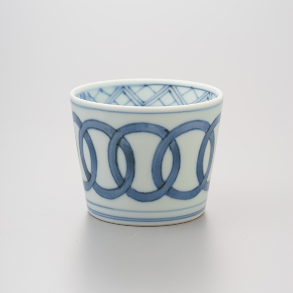 染付輪つなぎ そば猪口 渓山窯 そばつゆ デザート アイスクリームカップ 小鉢 陶器 日本製