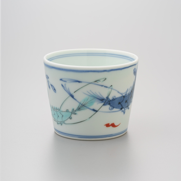 染錦双海老 そば猪口 渓山窯 そばつゆ デザート アイスクリームカップ 小鉢 陶器 日本製