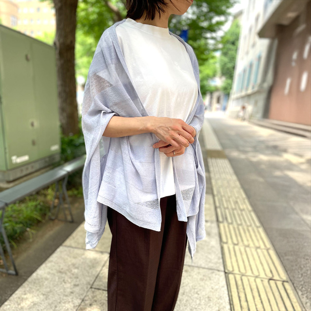 五泉ニット mino summer nico / linen border 夏のはおり