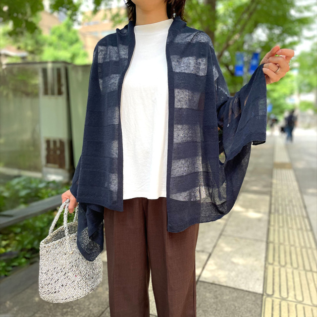 五泉ニット mino summer nico / linen border 夏のはおり