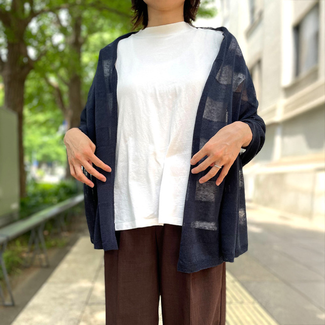 五泉ニット mino summer nico / linen border 夏のはおり