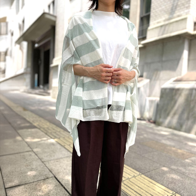 五泉ニット mino summer nico / linen border 夏のはおり