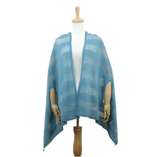 五泉ニット mino summer nico / linen border 夏のはおり ポンチョ