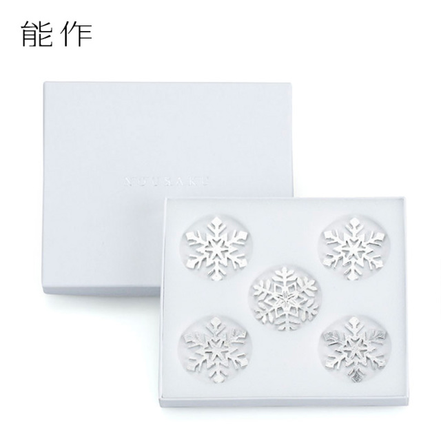 能作 雪の結晶 錫のコースター 箸置き ティンクリスタル
