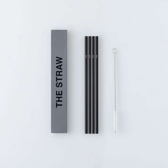 ストロー アルミ製 THE STRAW BLACK おしゃれ 黒 ブラック サステナブル 環境 捨てずに洗って繰り返し使える