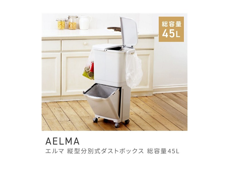 ごみ箱 45リットル ゴミ箱 スタイリッシュ 45L 分別 スマート ふた付き 新居 独り暮らし イメージチェンジ AELMA