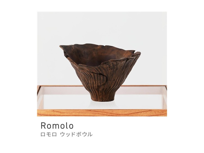 ウッドボウル 木製 天然木 アジアンテイスト 個性的 オブジェ 小物置き Romolo