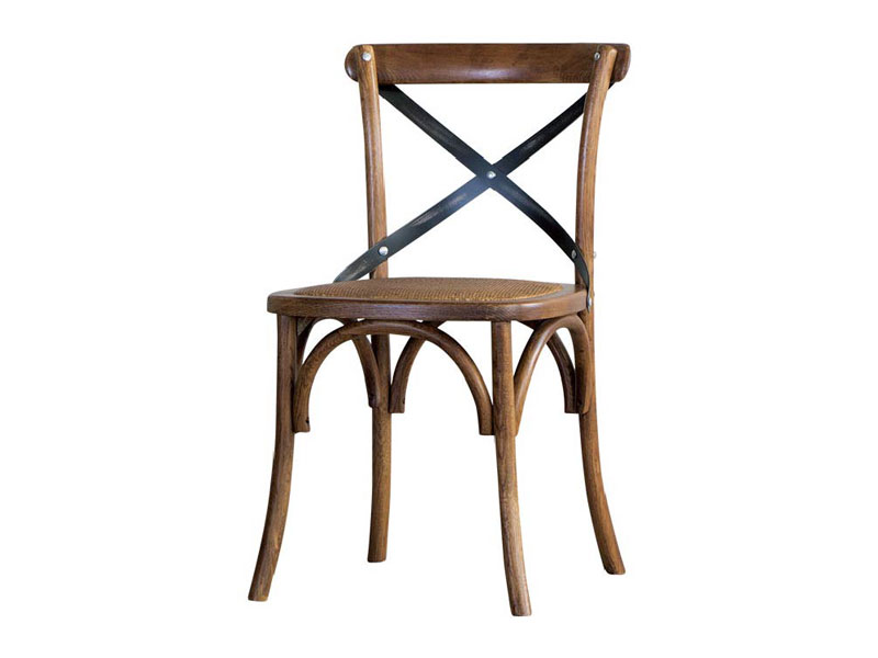 クロスバック ダイニングチェア オーク材 ダークブラウン