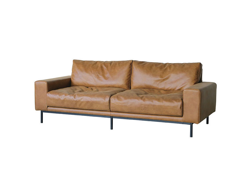 プルート 3人掛けソファ スーパーレザーテックス オーカーブラウン 《大型商品》