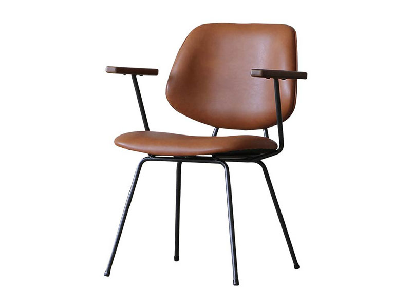 アボック ダイニングチェア 肘付 PUレザーキャメル