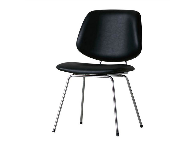 アボック ダイニングチェア 肘無 PUレザーブラック クロム脚タイプ