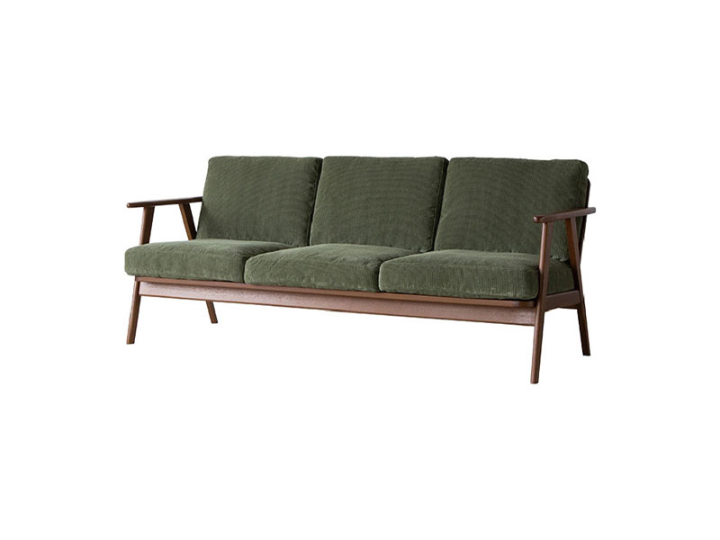 ハリス 3人掛け ソファ コーデュロイ オリーブGN《大型商品》 （受注生産）