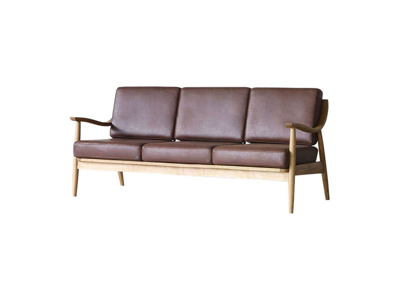 アルネ３人掛け ソファ レザーテックス カカオ《大型商品》