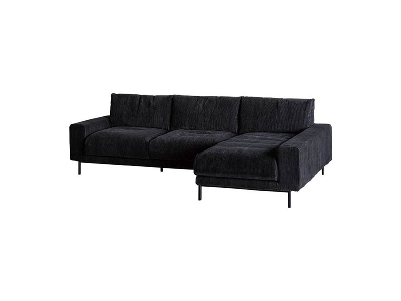 プルート 左 カウチソファ コーデュロイ ブラック 《大型商品》