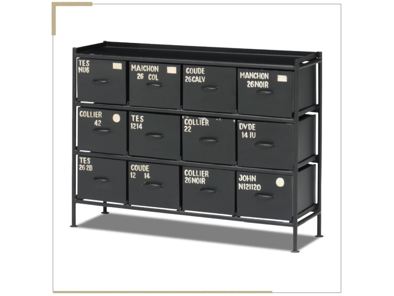 (送料無料)　使うと雰囲気の良くなるスチールチェスト 横型12杯引出チェスト　MSG