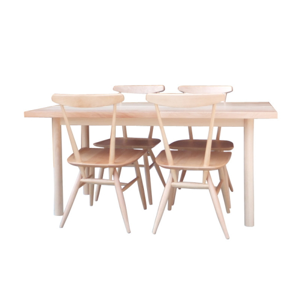 レストランなどの飲食店に最適 無垢のテーブル幅145とチェア４脚のダイニングセット デザイン家具ドットコム