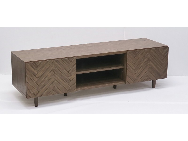 (送料無料)　人気のヘリンボーン柄が特徴的なシリーズ 組立家具/135ローボード　クレラ　MBR